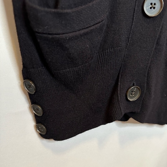 Apostrophe Sweater Cardigan Knit Front Buttons Pockets Black XS Preppy Stretchy - Picture 3 of 9